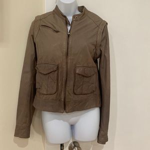 Genuine brown Italian leather jacket size medium